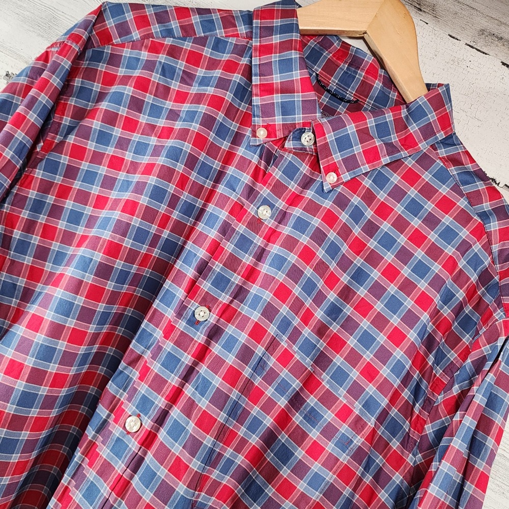 Vineyard Vines Button Down Shirt Mens XXL Red Blue Plaid OTG Performance